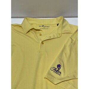 HL Sport Golf Polo Shirt Mens XL Yellow Short Sleeve Logo Polyester Blend